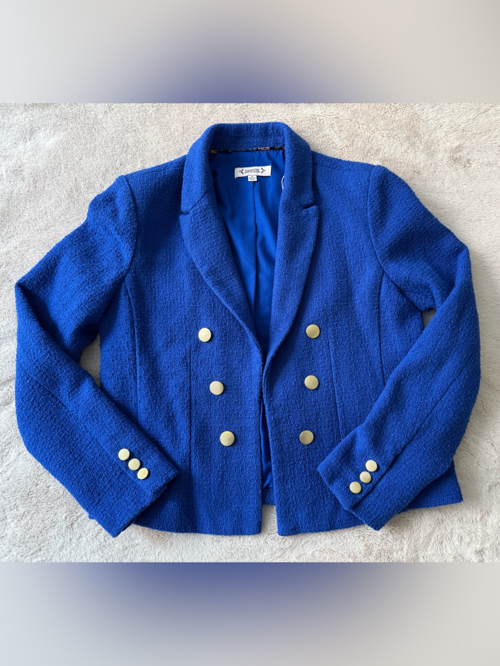 Nanette Lepore Blazer Bright Cobalt Blue Bouclé Size 6
